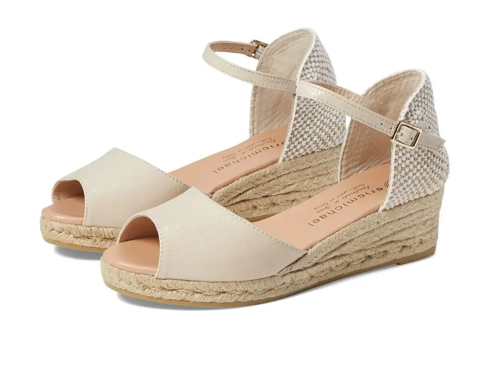 ERIC MICHAEL® CASH WEDGED SANDALS FOR WOMEN – CREAM EU 37 US 6.5-7
